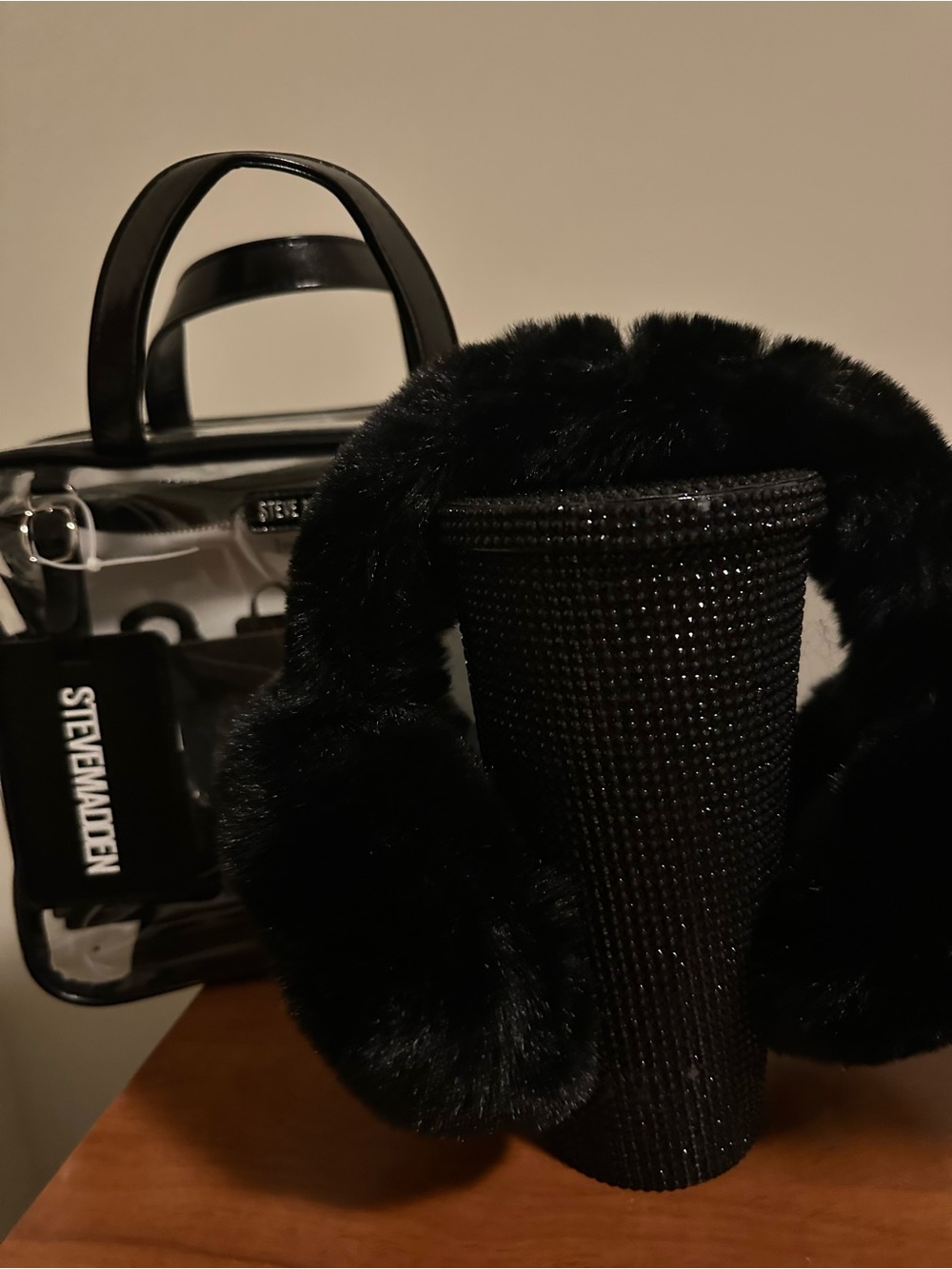 Steve Madden Black Clear Tote with Patent Trim - Picture 3 of 5
